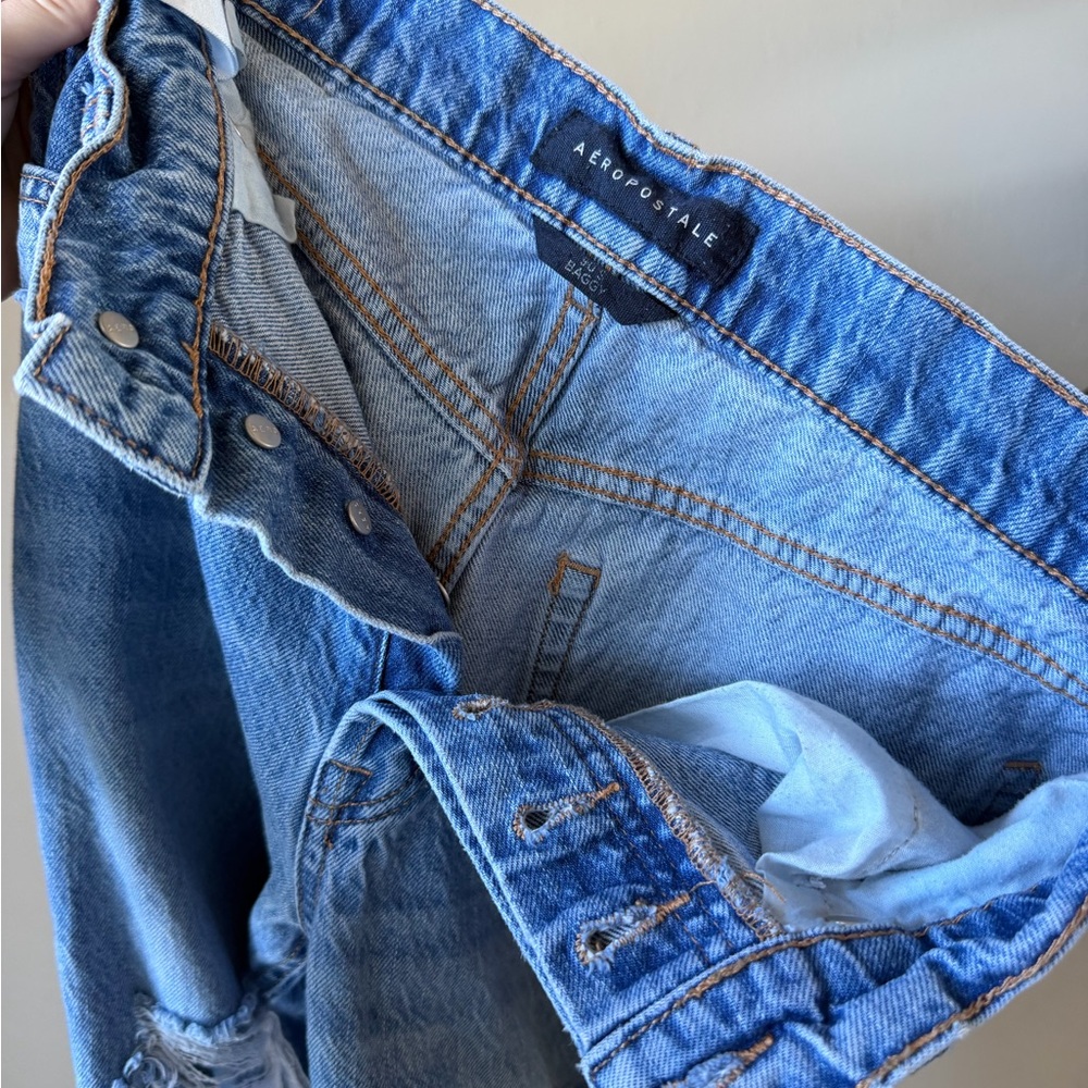 Blue Distressed Wide-Leg Jeans - Aeropostale - Picture 2 of 4